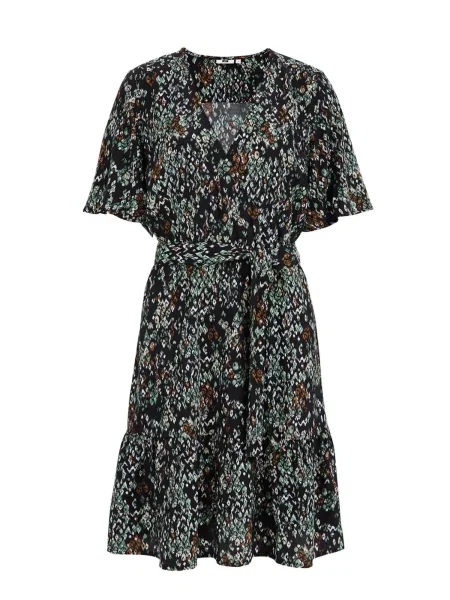 WE Fashion Rochie maro caramel / verde mentă / negru alb