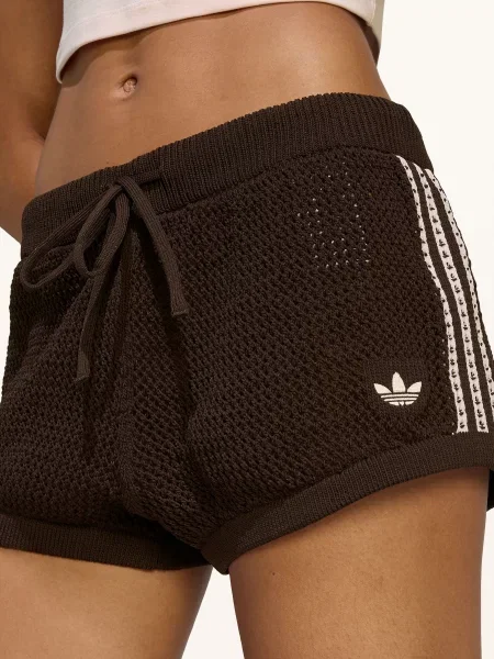 Adidas Originals Háčkované Šortky Knitted Crochet tmavě hnědá