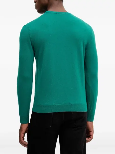 Pulover Benetton tricotate cu decolteu rotund verde
