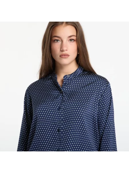 Риза Michael Kors Polka Dot Print Satin Shirt Midnight Blue L синьо