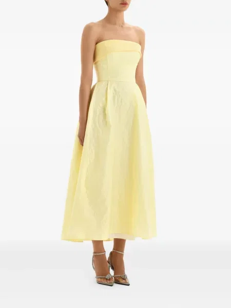 Rochie midi Post Meridiem din satin galben
