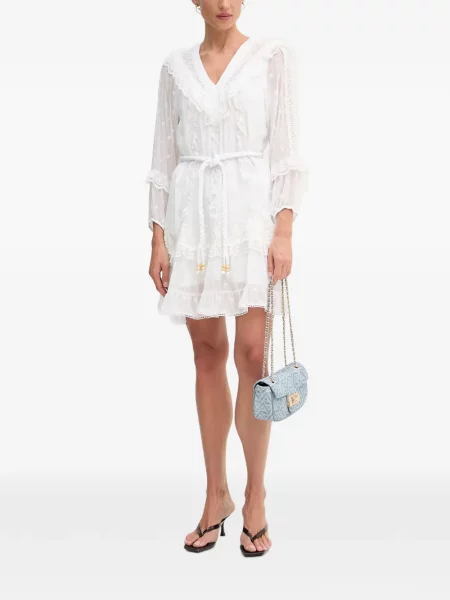 Rochie mini Hale Bob cu volane din dantelă alb