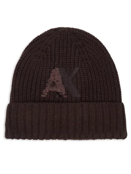 Armani Exchange beanie kapa za žene s vunom smeđa