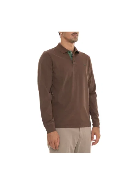 Dzianinowa koszulka polo Harmont & Blaine z długim rękawem brązowa