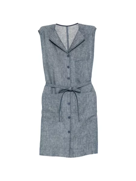 Rochie Less fără mâneci cu decolteu în V albastru