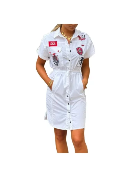 Sukienka koszulowa Aeronautica Militare biała