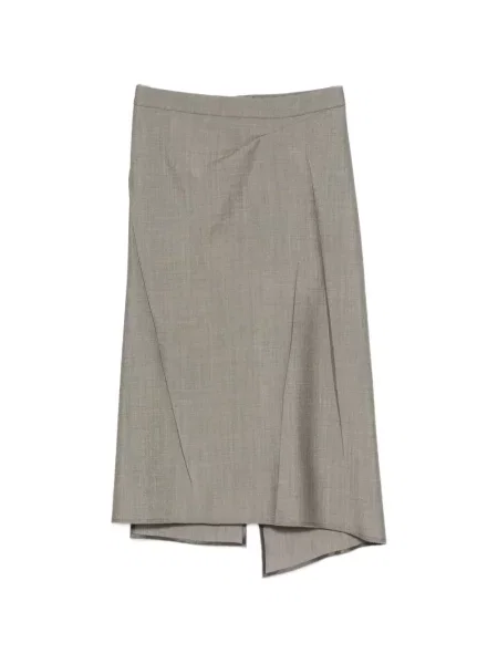 Fustă midi Victoria Beckham de lână gri