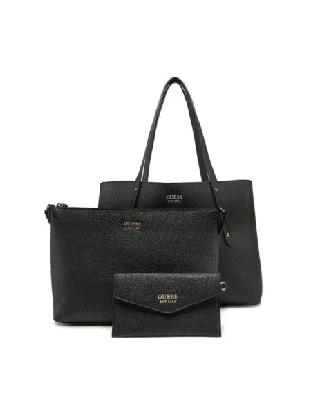 Duża shopperka Guess skórzana czarna