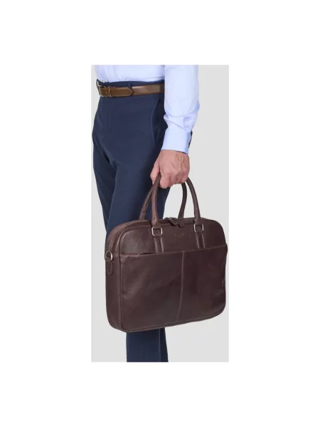 Torba na laptopa Howard London skórzana brązowa
