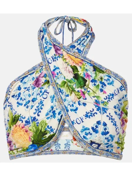 Top Camilla de cristal cu gât halter