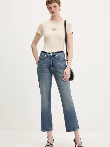HUGO jeansy high waist niebieskie