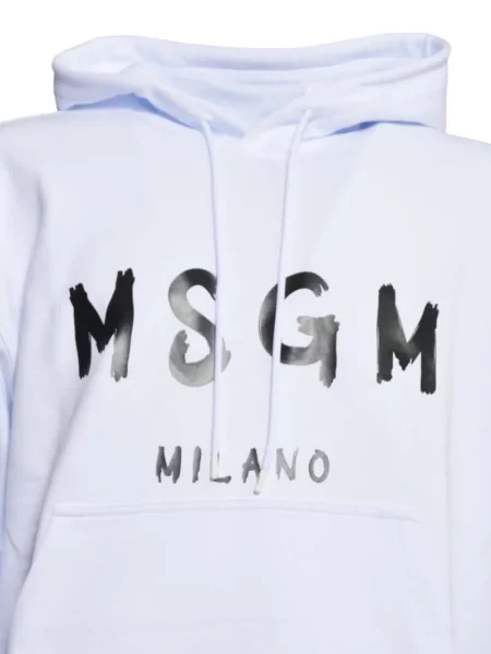 Hanorac cu glugă Msgm cu autograf alb