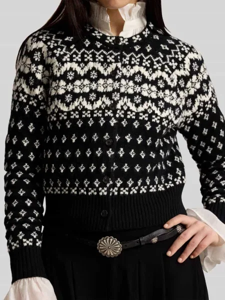 Kardigan rozpinany ze ściągaczem prążkowanym Polo Ralph Lauren czarny