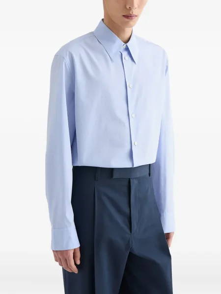 Дълго риза Jil Sander с дълъг ръкав синьо