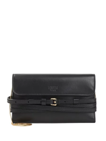 Cu centură geantă plic Moschino din piele negru
