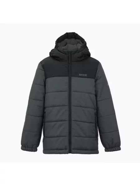 Gyerek bélelt kabát REGATTA Lofthouse black/seal grey. Méret: 13 fekete