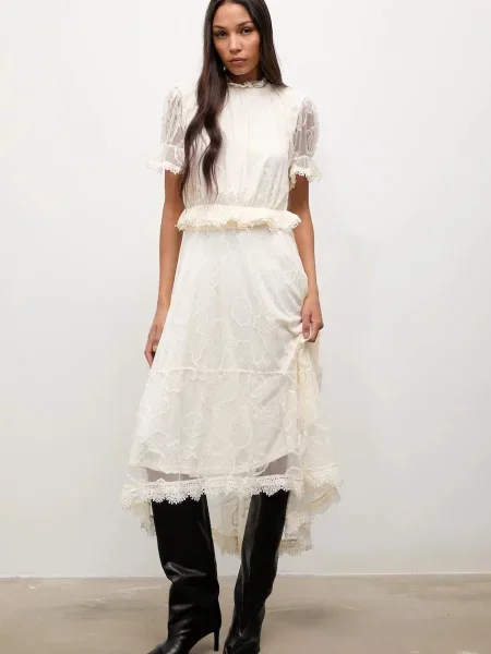 Юбка миди Answear.lab клеш бежевая