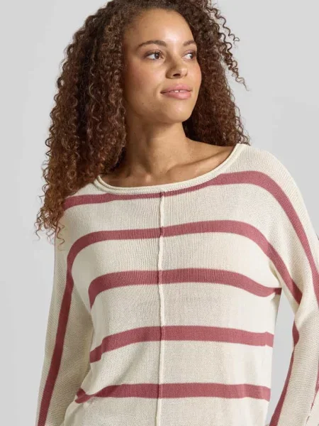 Sweter z dzianiny o pudełkowym kroju z mieszanki model ALBERTA' Pepe Jeans różowy