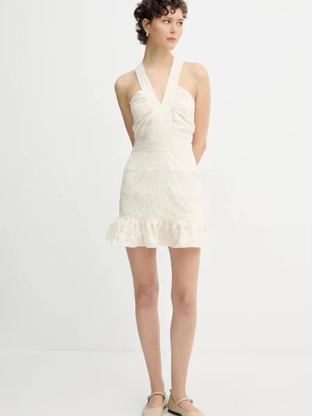 IRO sukienka mini rozkloszowana beżowy