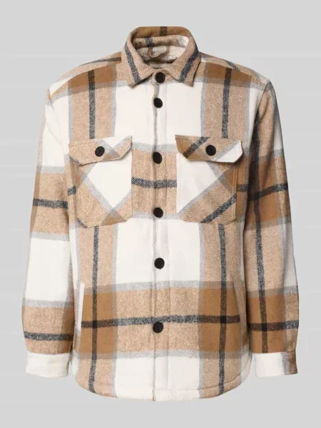 Kurtka koszulowa o kroju regular fit z kołnierzykiem typu kent model ‘Rian’ Redefined Rebel beżowa