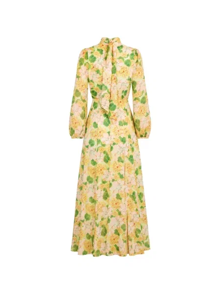 Rochie maxi Saloni cu model floral cu imagine galben