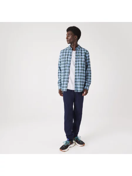 Lacoste Koszula W Kratę Regular Fit niebieska