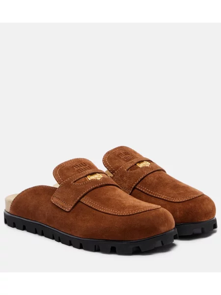 Mules Miu Miu iz semiša rjava