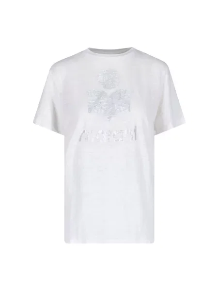 Koszulka Isabel Marant Etoile w jednolitym kolorze z krótkim rękawem casual biała