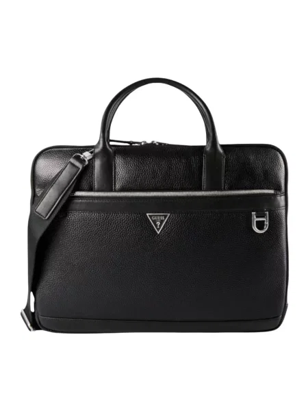 Torba na laptopa Guess skórzana czarna