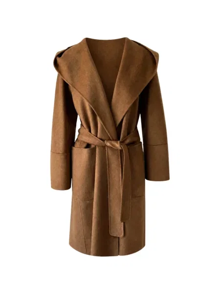 Cu centură palton 's Max Mara cu glugă maro