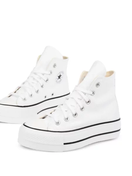 Top Converse cu platformă din canvas cu imagine alb