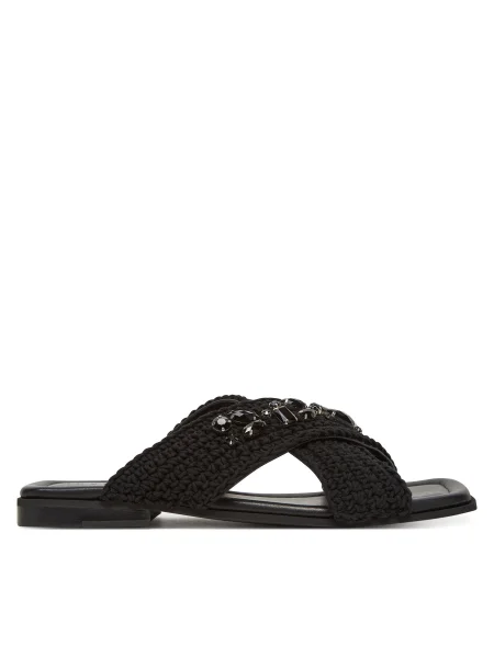 Papucs Inuikii Woven Crossed Stones fekete