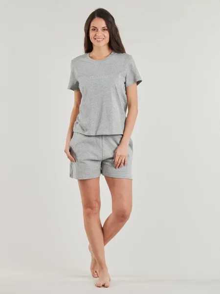Calvin Klein Pohodlné Domácí Šortky Modern Terry světle šedá