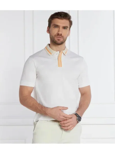 BOSS BLACK Polo Phillipson 36 | mercerizat alb