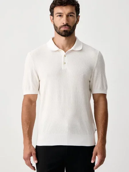 Tricou polo Boss din lyocell bej