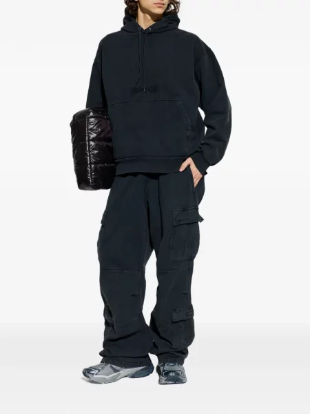 Суичър с качулка Balenciaga бродиран черно