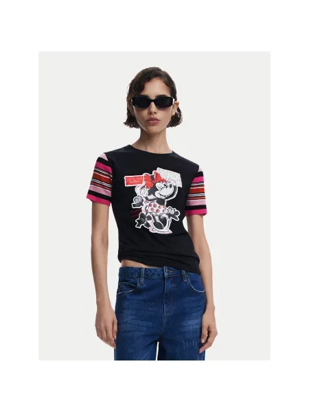 Desigual Majica Minnie Slim Fit črna