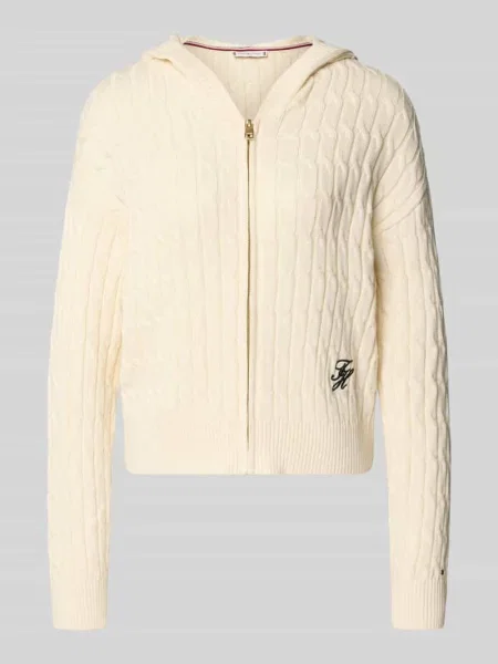Kurtka z dzianiny o kroju comfort fit z czystej bawełny model ‘CALICO’ Tommy Hilfiger biała