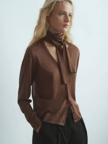 Кардиган MANGO віскоза/поліестер коричневий