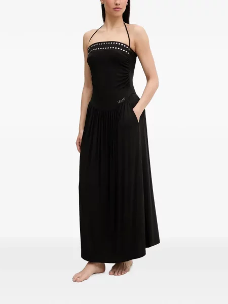 Rochie maxi Liu Jo cu tepi cu gât halter negru
