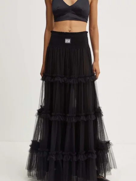 Спідниця Versace Jeans Couture maxi розкльошена чорний