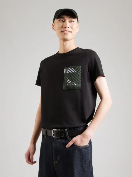 Karl Lagerfeld Tricou verde / negru alb