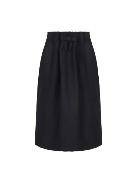 Spódnica midi Prada z kokardką wełniana niebieska