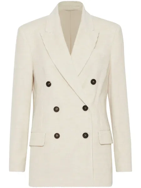 Sacou Brunello Cucinelli de catifea cord alb