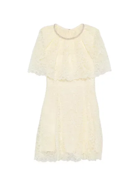 Rochie mini Self-portrait din dantelă galben