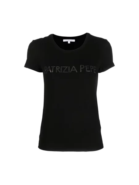 Koszulka Patrizia Pepe z krótkim rękawem z logo czarna