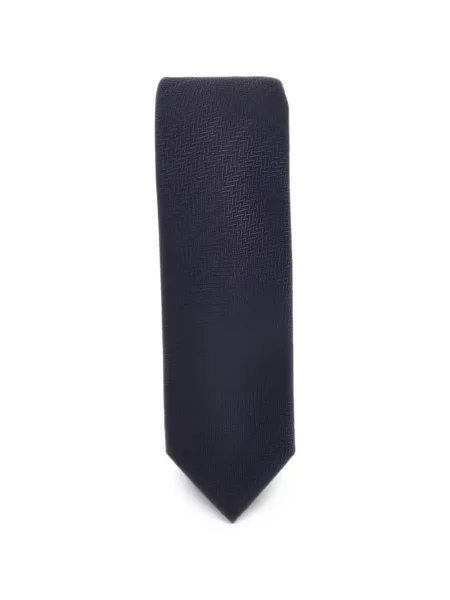 Cravată Emporio Armani de mătase cu model herringbone albastru