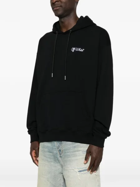 Hanorac cu glugă Off-white cu autograf alb