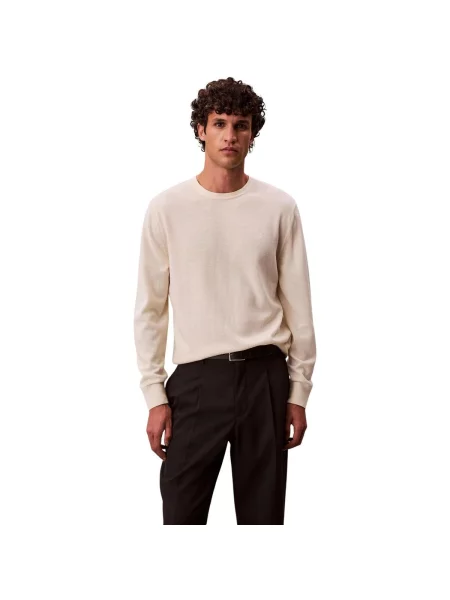 Pulover Calvin Klein Jeans din lână merinos alb