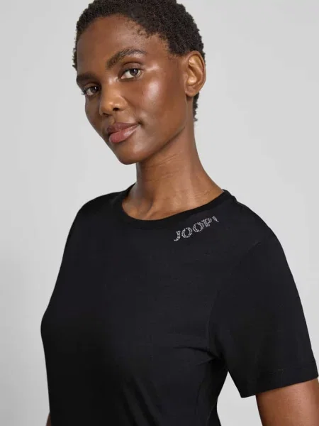 T-shirt z detalem z logo model ‘Tori’ Joop! czarna